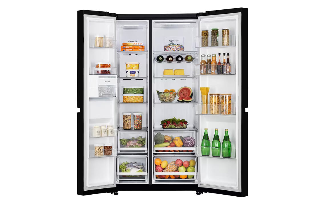 LG GL-B257DBM3 650 L Side-by-Side Convertible Refrigerator – Smart Inverter Compressor, Hygiene Fresh+, DoorCooling+, Smart Diagnosis, Premium Black Glass Finish