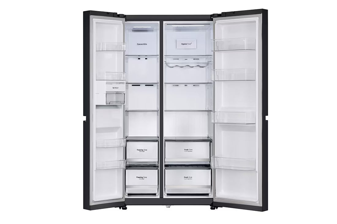 LG GL-B257DBM3 650 L Side-by-Side Convertible Refrigerator – Smart Inverter Compressor, Hygiene Fresh+, DoorCooling+, Smart Diagnosis, Premium Black Glass Finish