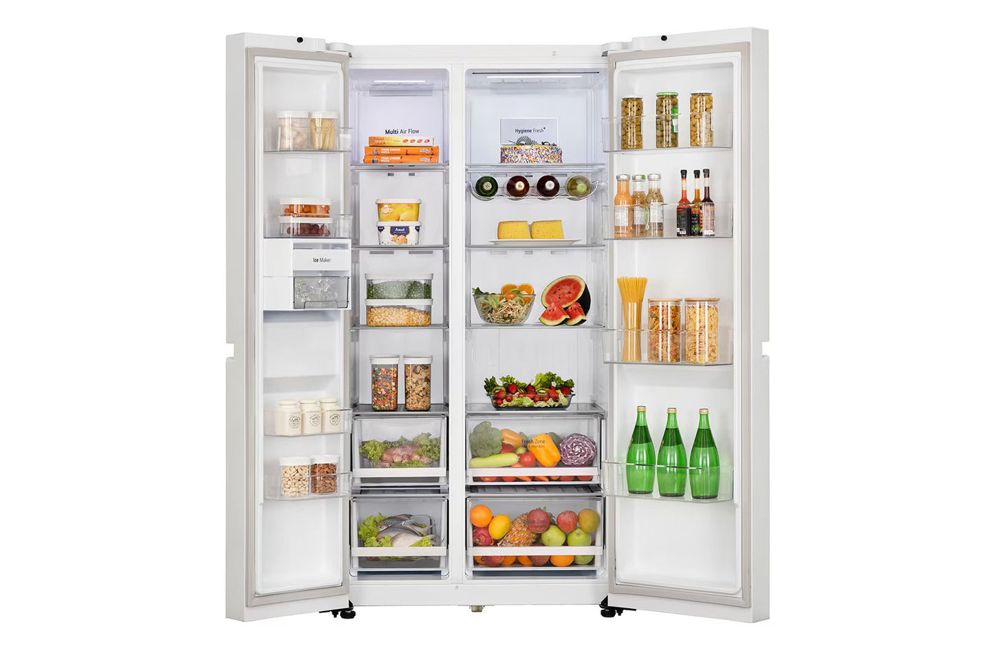 LG GL-B257DLW3 650 Ltr Convertible Side by Side Refrigerator with Premium Glass Door, Smart Inverter Compressor, Linen White Finish