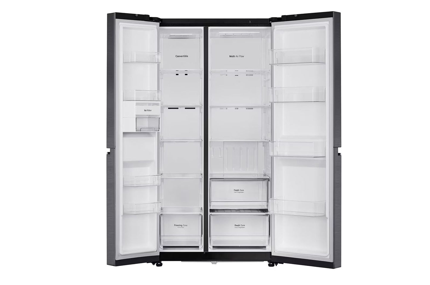 LG GL-B257HMC3 650L, Convertible Side-by-Side Refrigerator with Smart Inverter Compressor, Multi Air Flow