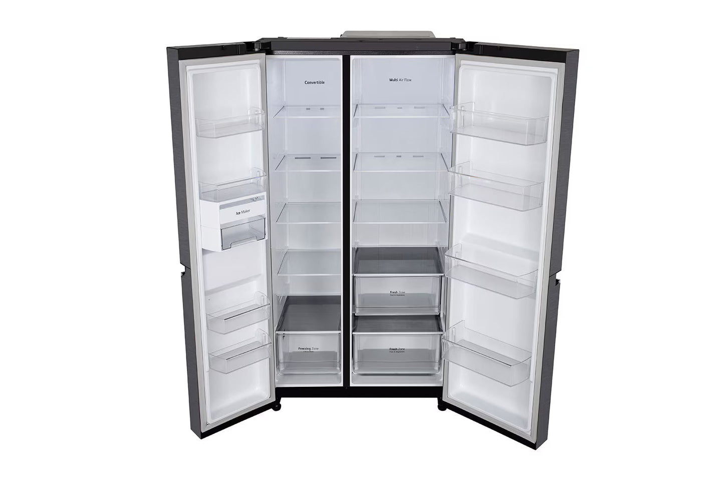 LG GL-B257HMC3 650L, Convertible Side-by-Side Refrigerator with Smart Inverter Compressor, Multi Air Flow