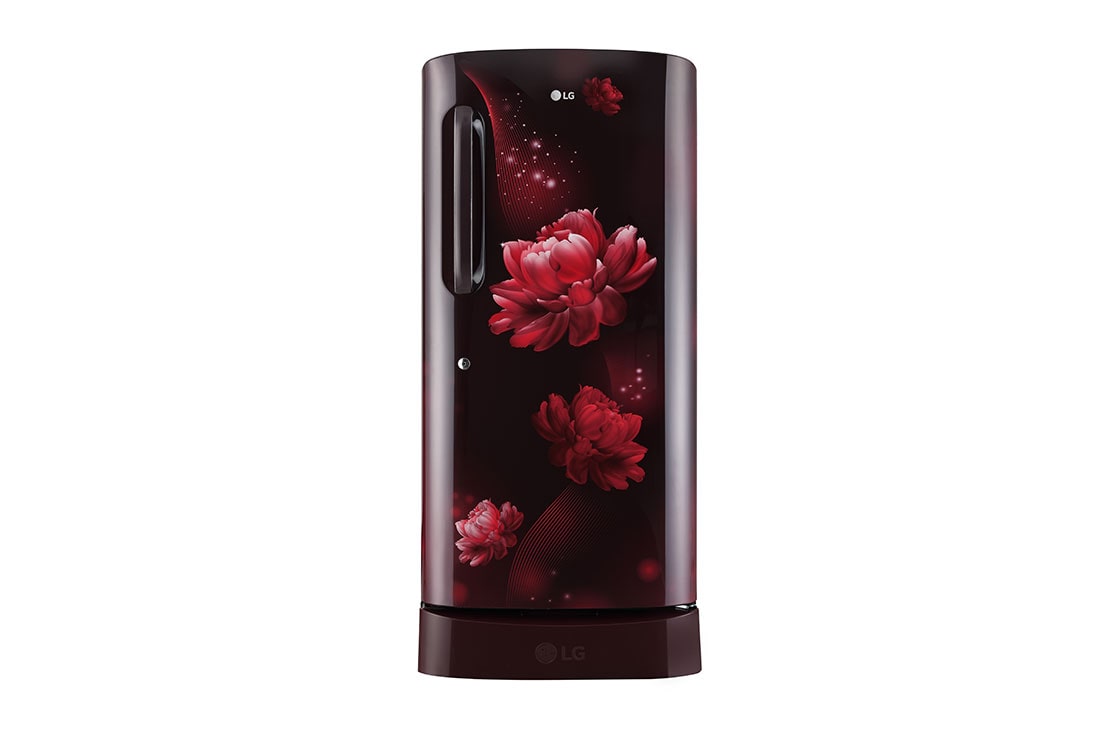 LG 205L,5 Star, Smart Inverter Compressor, Smart Connect, With Base Stand Drawer, Scarlet Charm Finish, Direct Cool Single Door Refrigerator — GL-D221ASCU — product view