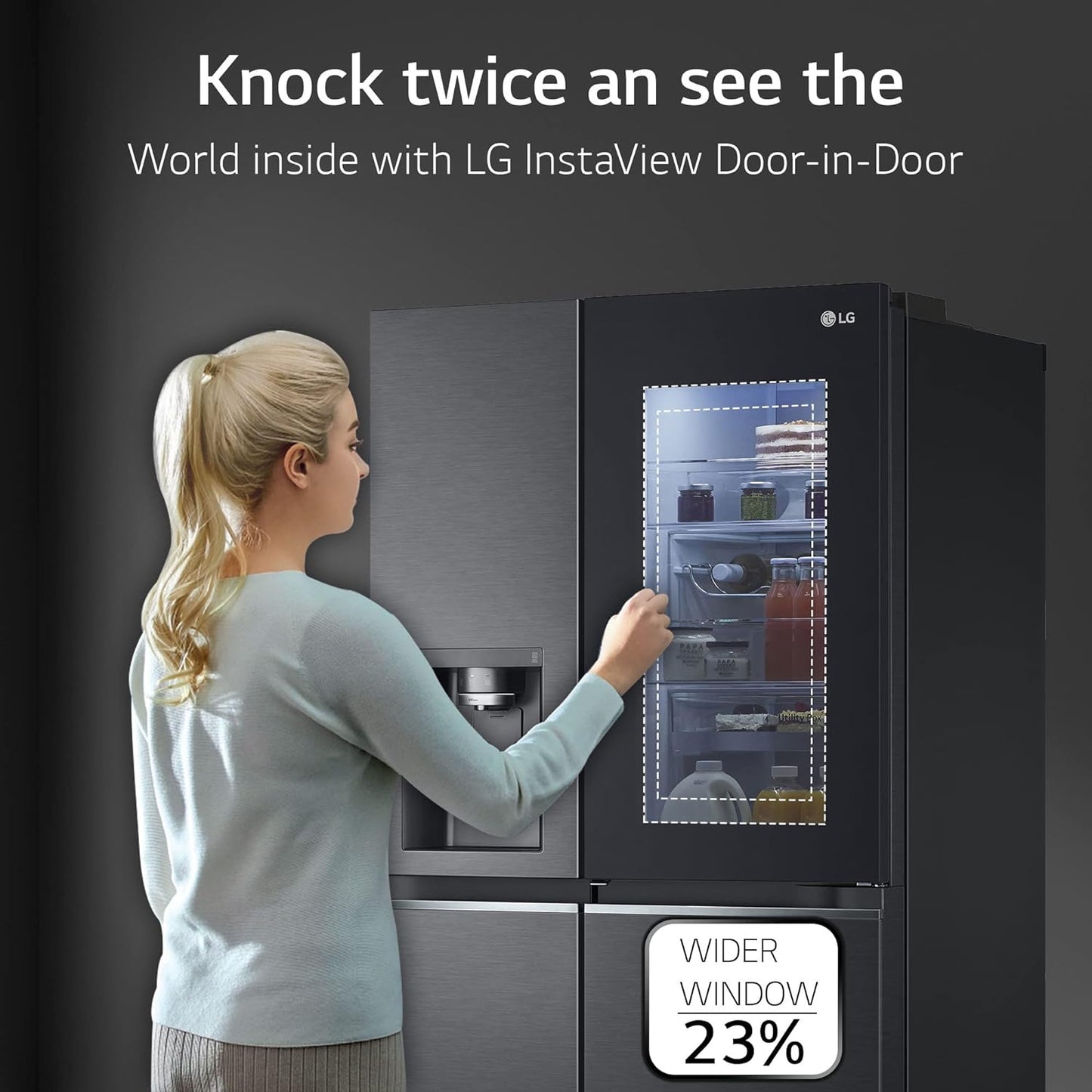 LG GL-X257AMCX 635 L Frost-Free Inverter Wi-Fi InstaView Door In Door UVnano Side-By-Side Refrigerator with Water Dispenser (Matte Glass, Door Cooling+ with Hygiene Fresh)