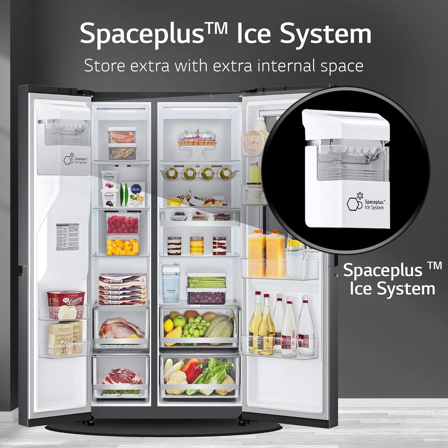 LG GL-X257AMCX 635 L Frost-Free Inverter Wi-Fi InstaView Door In Door UVnano Side-By-Side Refrigerator with Water Dispenser (Matte Glass, Door Cooling+ with Hygiene Fresh)