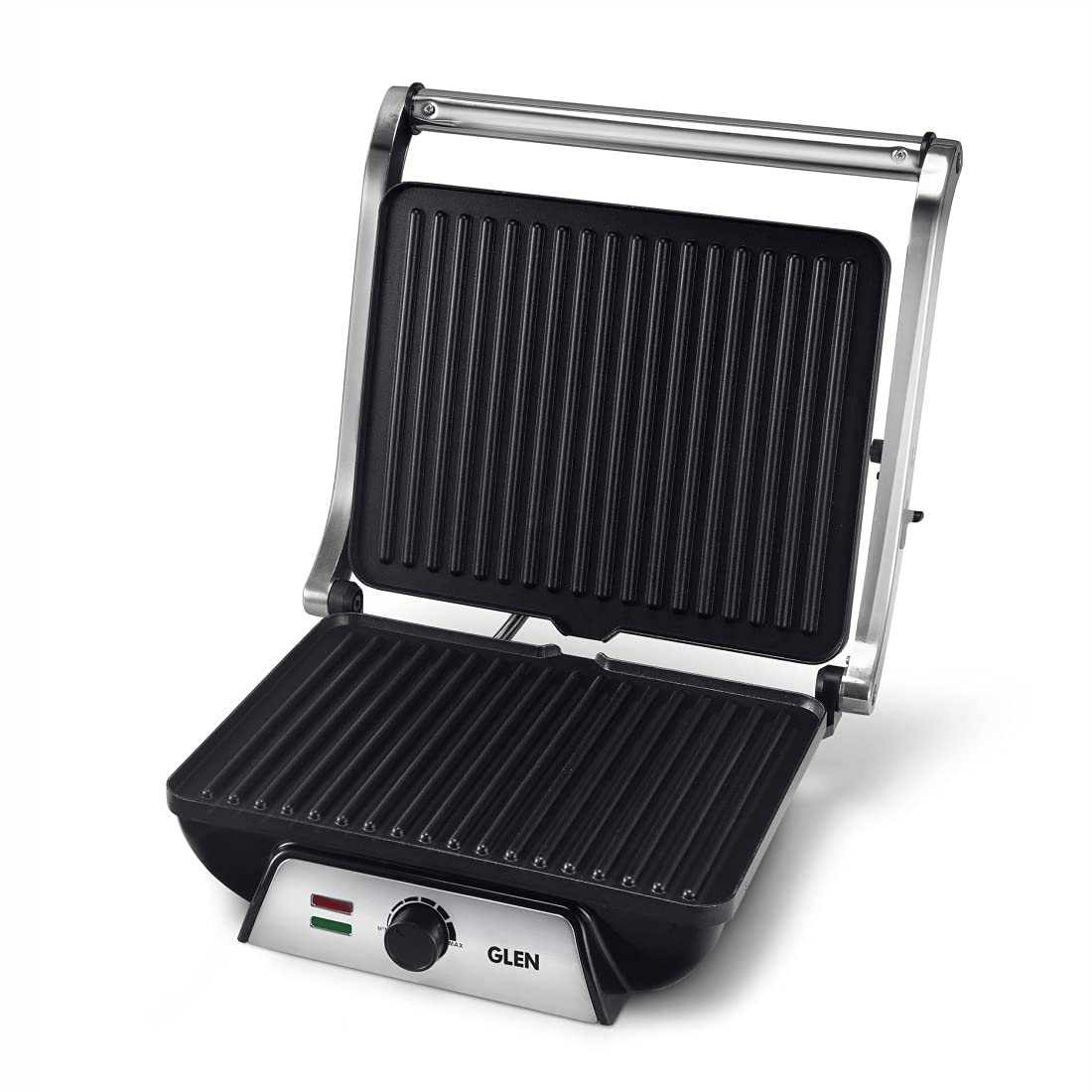 Glen SA3031 2000W Contact Grill with 180° Opening, Non-Stick Plates & Oil Collector Tray – Healthy Indoor Grilling | Suraj Electronics