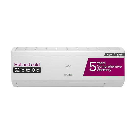 Godrej 1.5 Ton 3 Star Inverter Split AC (SIH 18ITC3 WYC, Hot & Cold, 5-in-1 Convertible, Copper, 2025 Model, 5 Years Comprehensive Warranty, White)