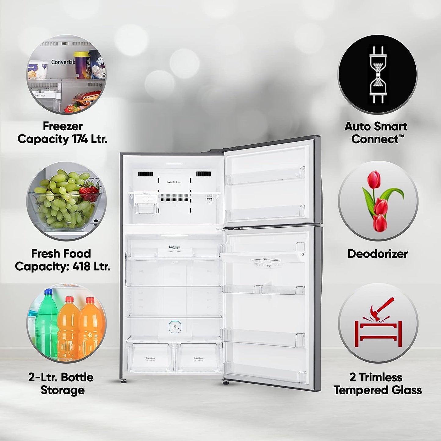 LG GR-H812HLHM 592 L Wi-Fi Double Door Refrigerator with Hygiene Fresh+ &amp; Door Cooling+ | Suraj Electronics Delhi NCR