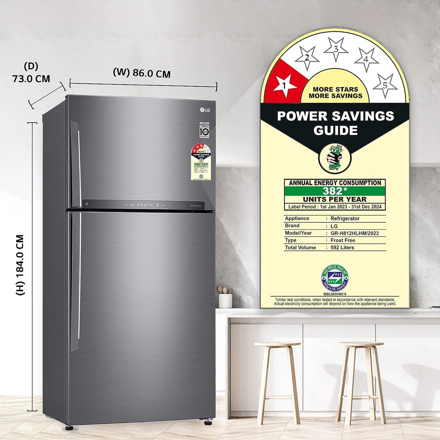 LG GR-H812HLHM 592 L Wi-Fi Double Door Refrigerator with Hygiene Fresh+ &amp; Door Cooling+ | Suraj Electronics Delhi NCR