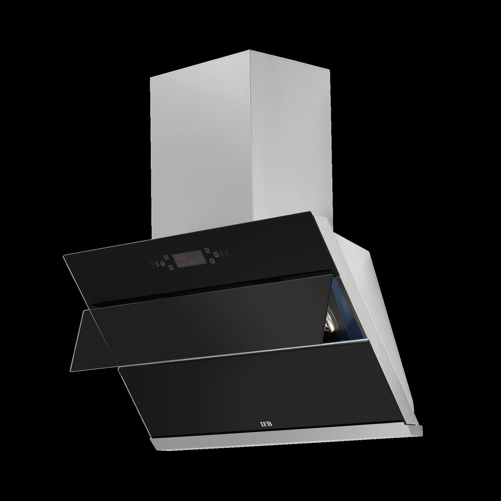 IFB GL-HC-107-90 90 cm Wall Mount Chimney | Filterless Auto Clean | Hand Sensor & Feather Touch | Decorative Black Glass | High Suction | Made for Indian Kitchens