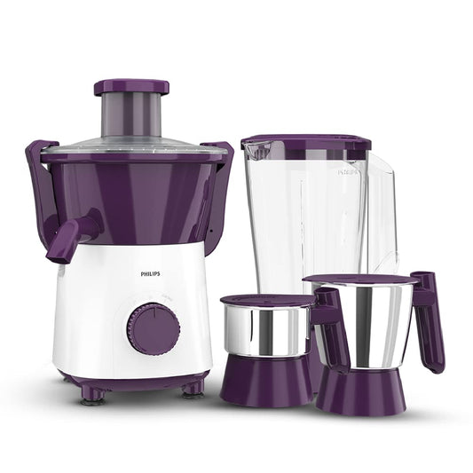 Philips HL7568/02 500W Juicer Mixer Grinder with 3 Jars and XL feeding tube, quick and easy assembly