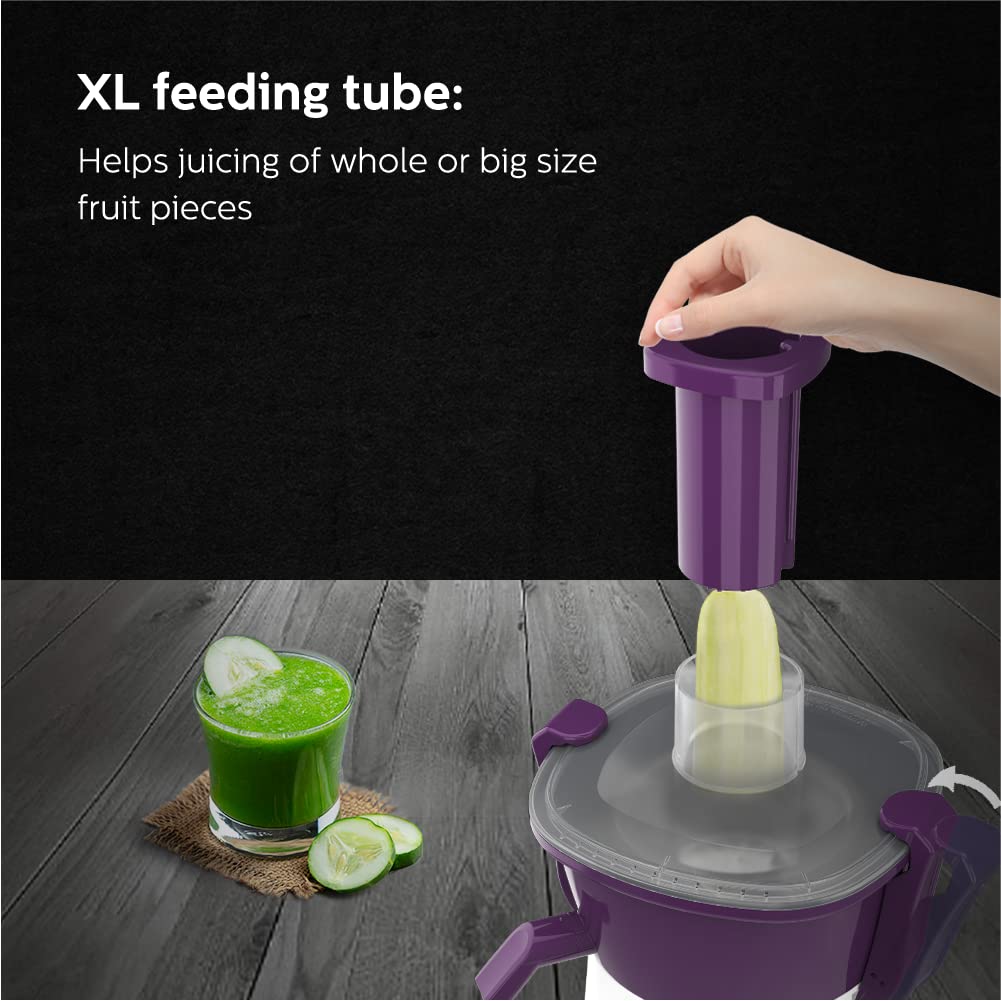 Philips HL7568/02 500W Juicer Mixer Grinder with 3 Jars and XL feeding tube, quick and easy assembly