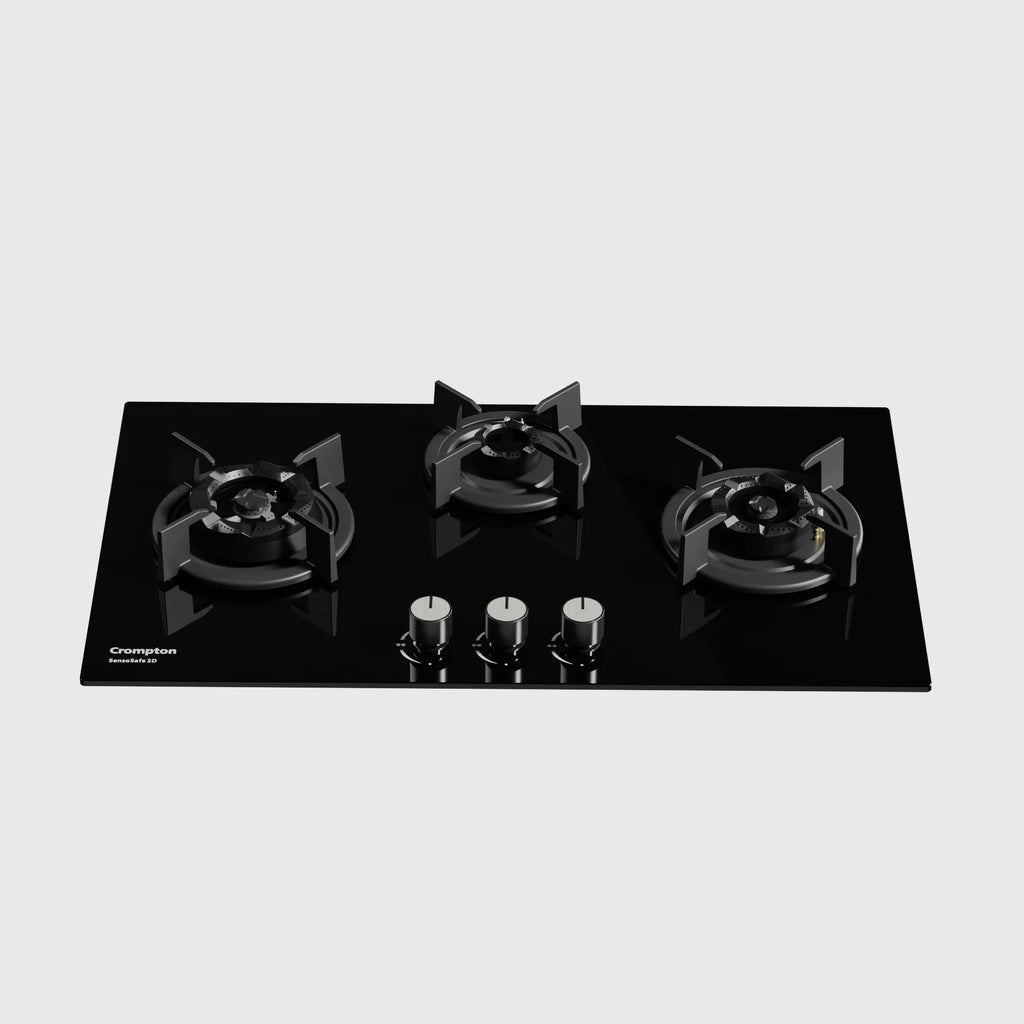 Crompton SensoSafe Hob 3D 78cm 3Burner Midnight Black - HOB-SS3D783-MBL