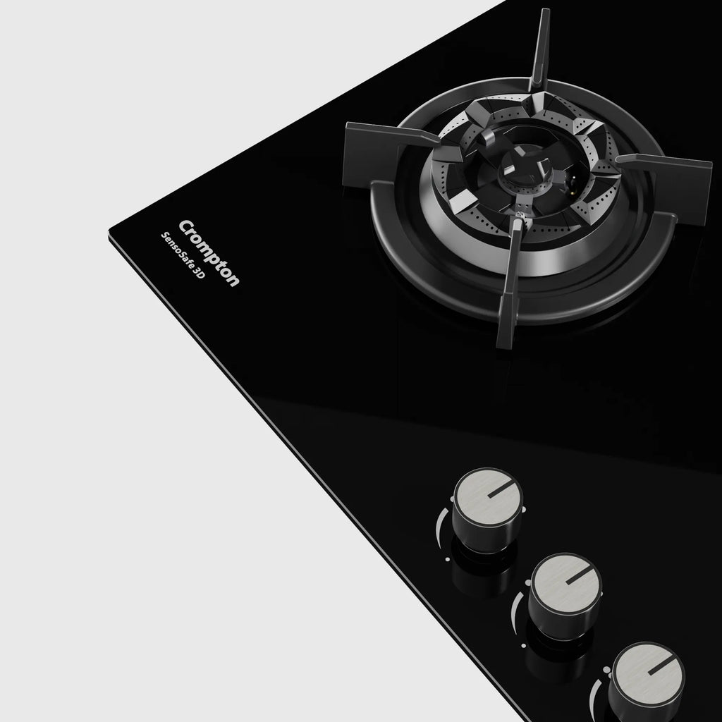 Crompton SensoSafe Hob 3D 78cm 3Burner Midnight Black - HOB-SS3D783-MBL