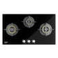 Crompton HOB-SSHB783-MBL Built-In Gas Hob SensoSafe Half Brass 78cm 3 Burners Midnight Black