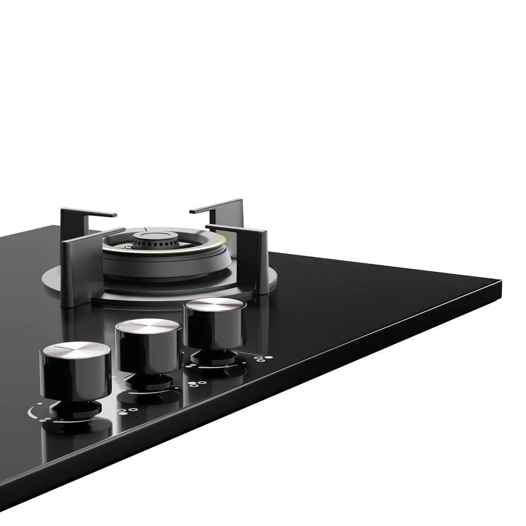 Crompton HOB-SSHB783-MBL Built-In Gas Hob SensoSafe Half Brass 78cm 3 Burners Midnight Black
