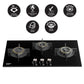 Crompton HOB-SSHB783-MBL Built-In Gas Hob SensoSafe Half Brass 78cm 3 Burners Midnight Black