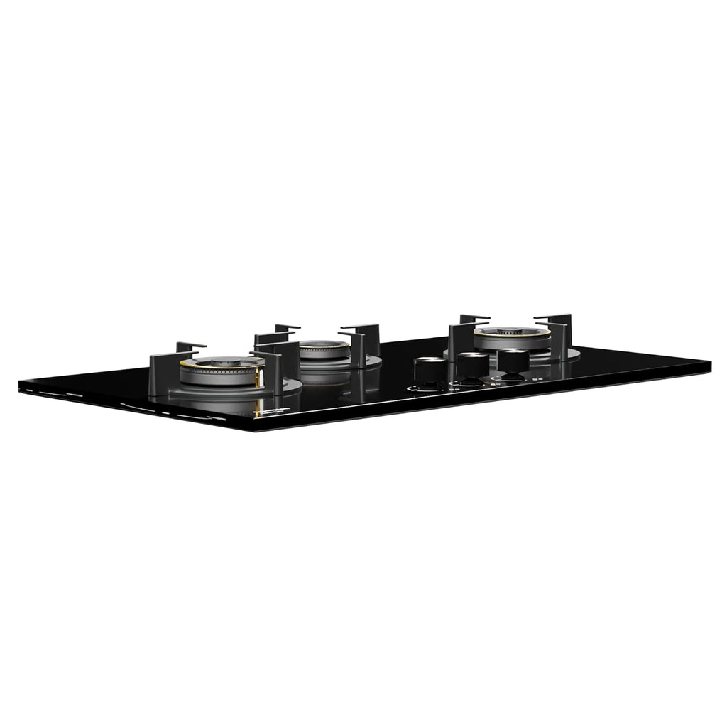 Crompton HOB-SSHB783-MBL Built-In Gas Hob SensoSafe Half Brass 78cm 3 Burners Midnight Black