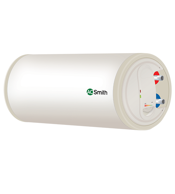 AO Smith HAS-X-050 RHS ( Right Side Inlets ) 50L Horizontal 4-Star Storage Water Geyser (White) | Blue Diamond Glass Lined Tank | Incoloy Heating Element