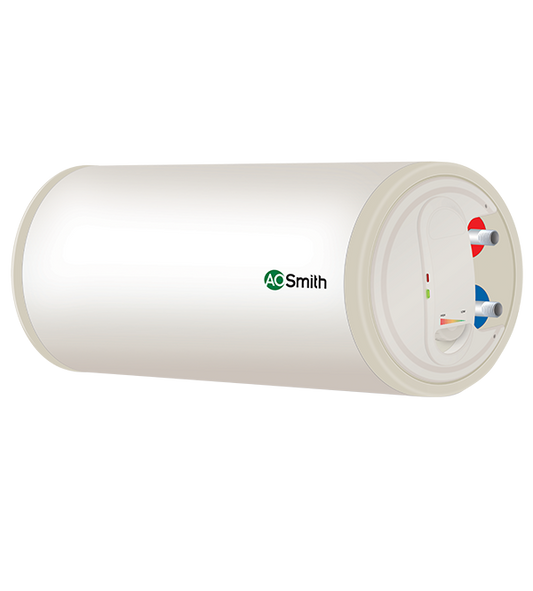 AO Smith HAS-X-050 RHS ( Right Side Inlets ) 50L Horizontal 4-Star Storage Water Geyser (White) | Blue Diamond Glass Lined Tank | Incoloy Heating Element