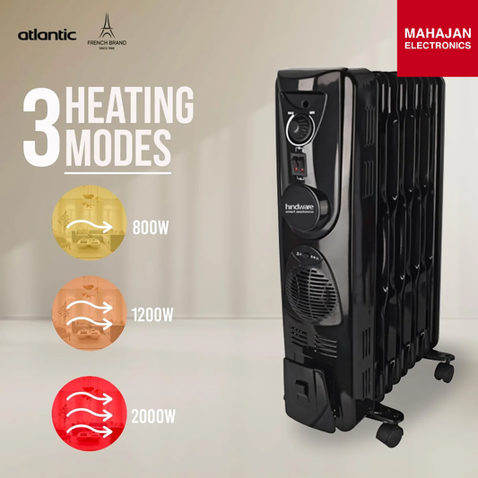 Hindware Atlantic Velda 13-Fin 2900W Room Heater with PTC Fan, Cloth Hanger &amp; Humidifier | Powerful Heating | Suraj Electronics Delhi NCR