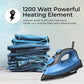 Crompton Fabrimagic Neo 1200 W Steam Iron with 180 ml water tank, Upto 15g /min Steam Output with Vertical Steaming and Non-Stick Soleplate (Blue), 6 Fabric Settings
