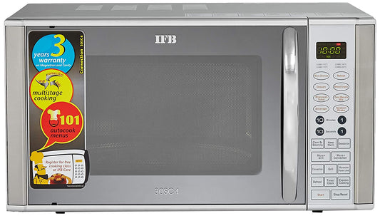 IFB 30SC4 30 L Convection Microwave Oven | 101 Auto Cook Menus | Multi-Stage Cooking | Metallic Silver | Suraj Electronics Delhi NCR
