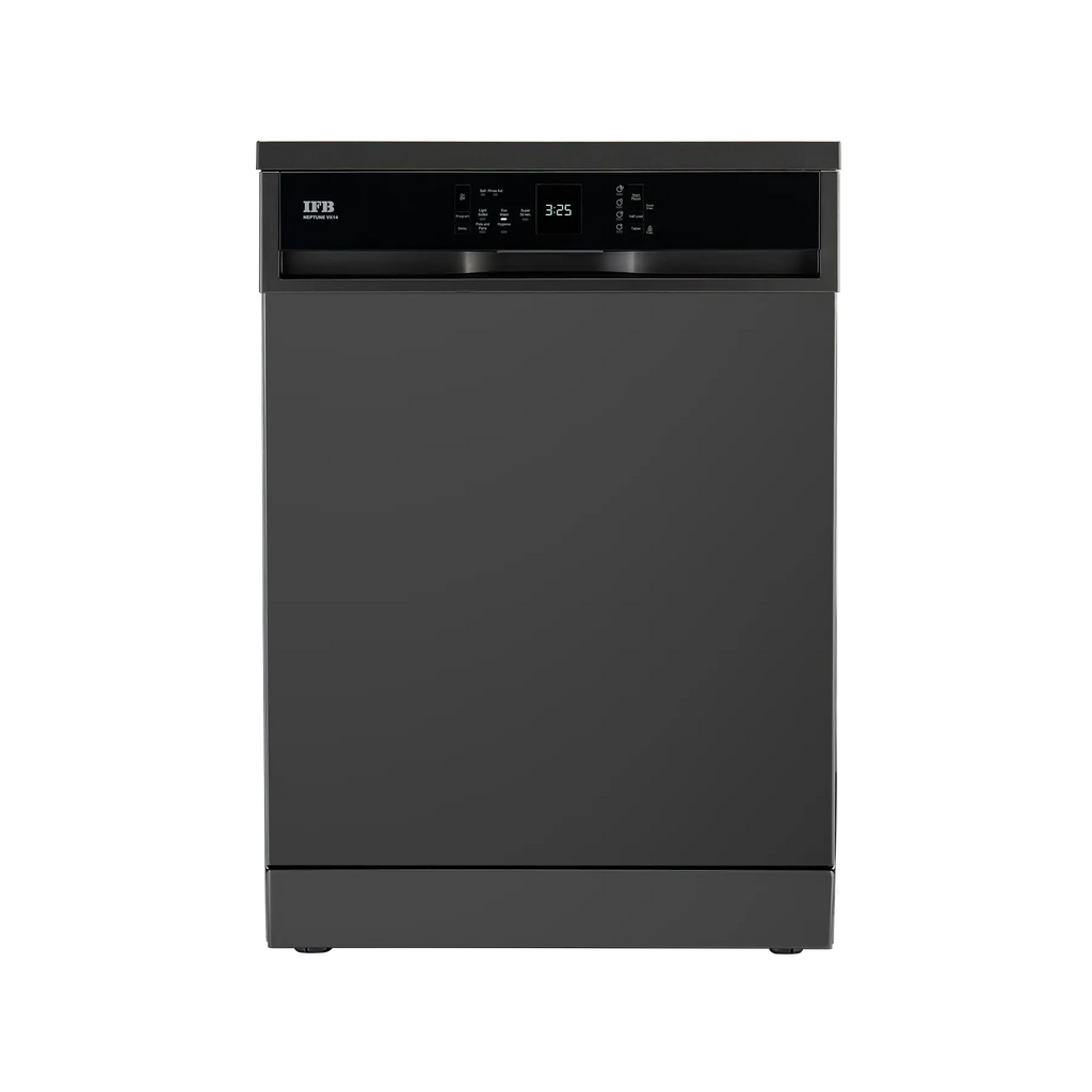 IFB Neptune VX 14 14 Place Settings Freestanding Dishwasher – 70°C Hot Water Wash, Steam Drying, Dark Silver