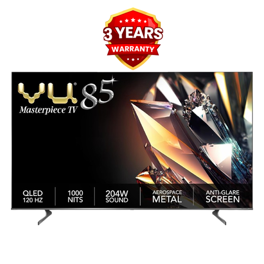 VU 85QV 3-Year Warranty 85 Inch GloLED 4K Ultra HD Smart QLED TV | Masterpiece Series | 120Hz Refresh Rate | Dolby Vision IQ | 136W DJ Sound  | Jetplane Grey