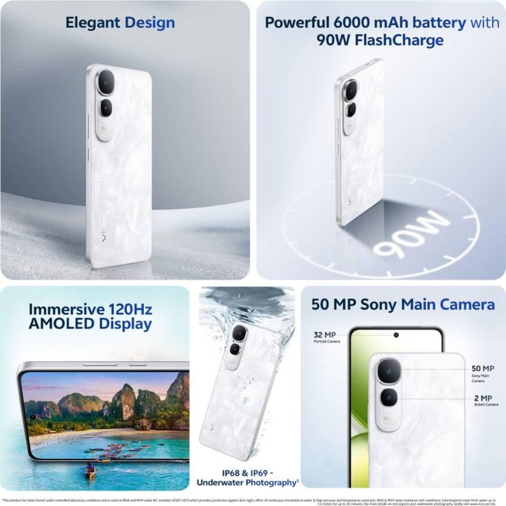 Vivo Y400 128 GB, 8 GB RAM, White, Mobile Phone