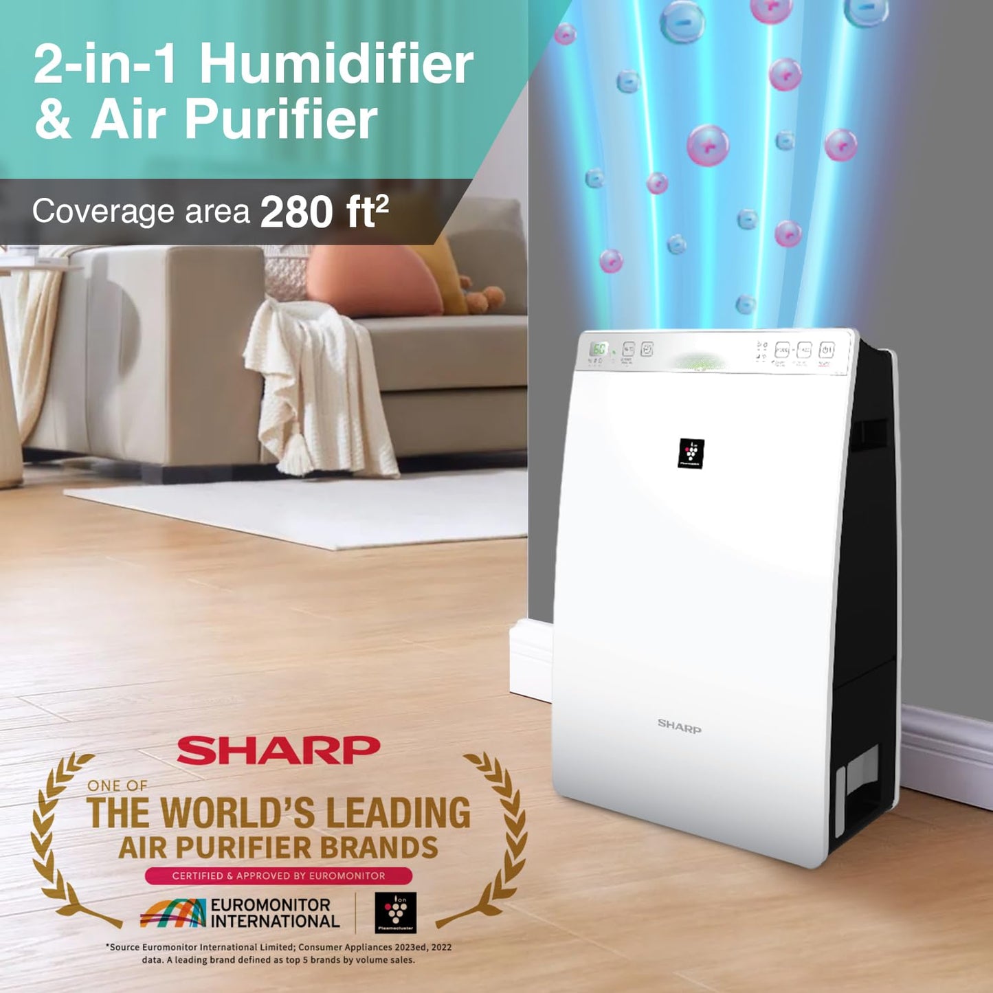 Sharp KC-F30E-W Plasmacluster Air Purifier with Humidifier (226 Sq. Ft.) – True HEPA | Buy Online Delhi NCR | Suraj Electronics
