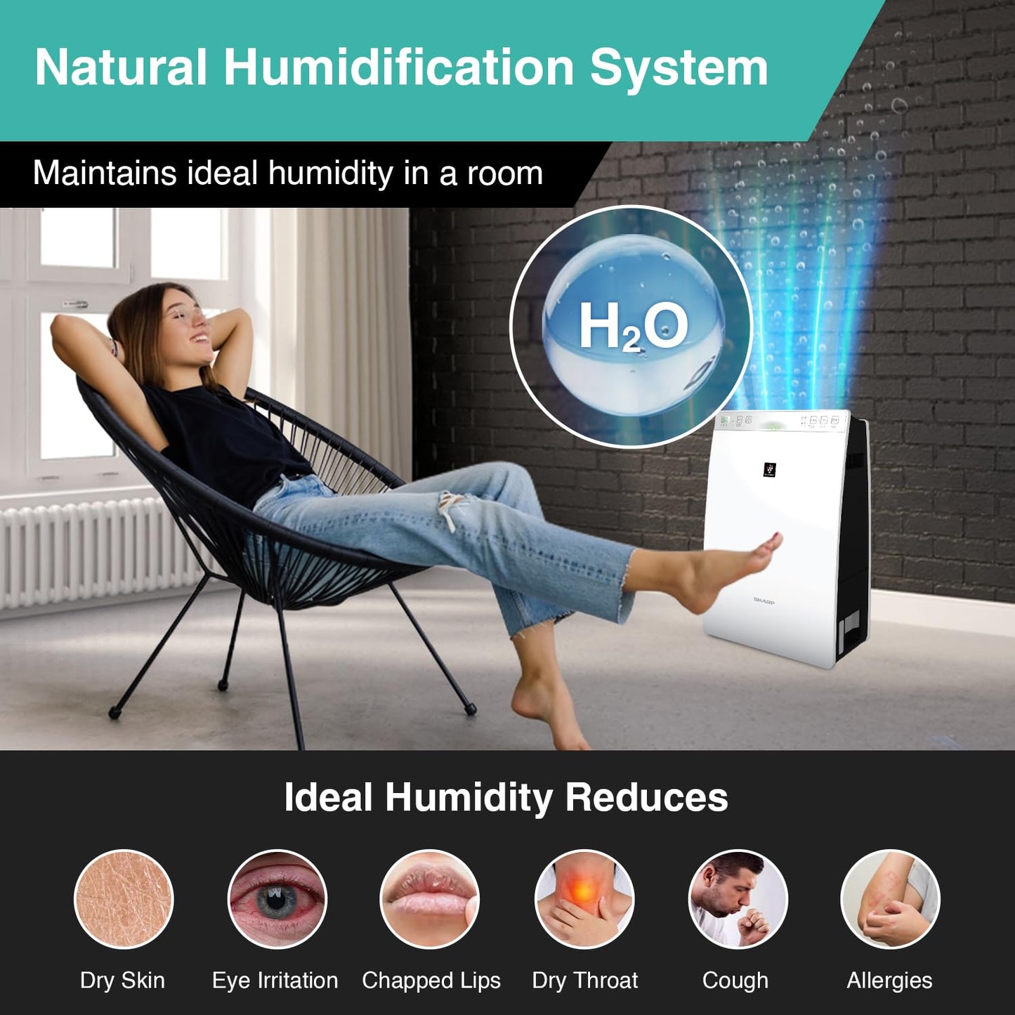 Sharp KC-F30E-W Plasmacluster Air Purifier with Humidifier (226 Sq. Ft.) – True HEPA | Buy Online Delhi NCR | Suraj Electronics
