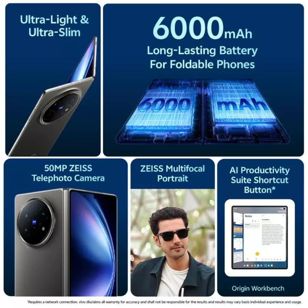 Vivo X Fold5 512 GB, 16 GB RAM, Titanium Gray, Mobile Phone