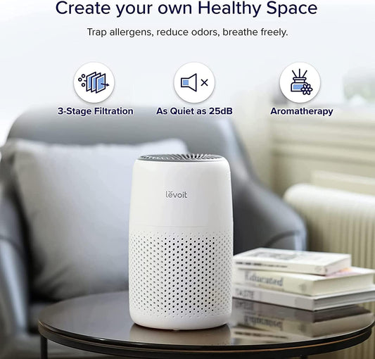LEVOIT Core Mini Air Purifier | 183 Sq. Ft Coverage | H13 True HEPA Filter | 99.97% Dust, Smoke &amp; Pollen Removal | American Brand