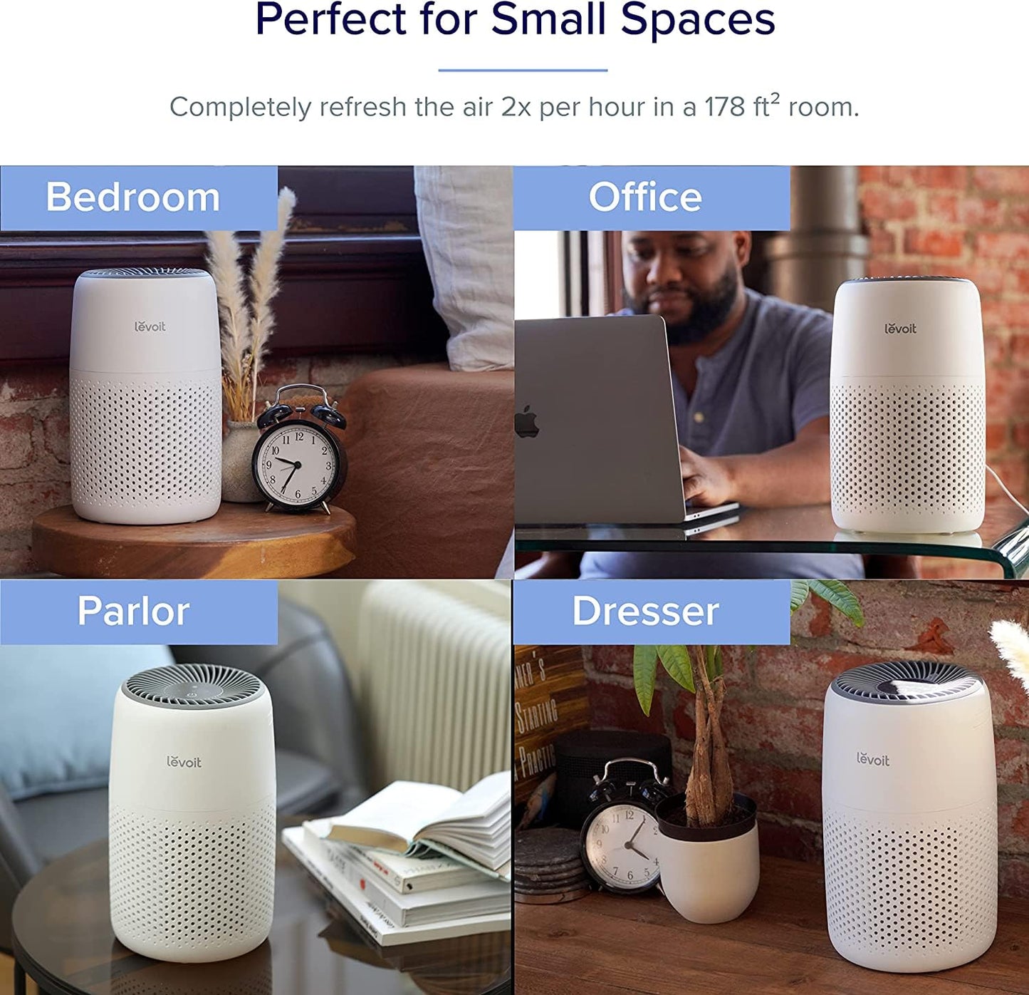 LEVOIT Core Mini Air Purifier | 183 Sq. Ft Coverage | H13 True HEPA Filter | 99.97% Dust, Smoke &amp; Pollen Removal | American Brand