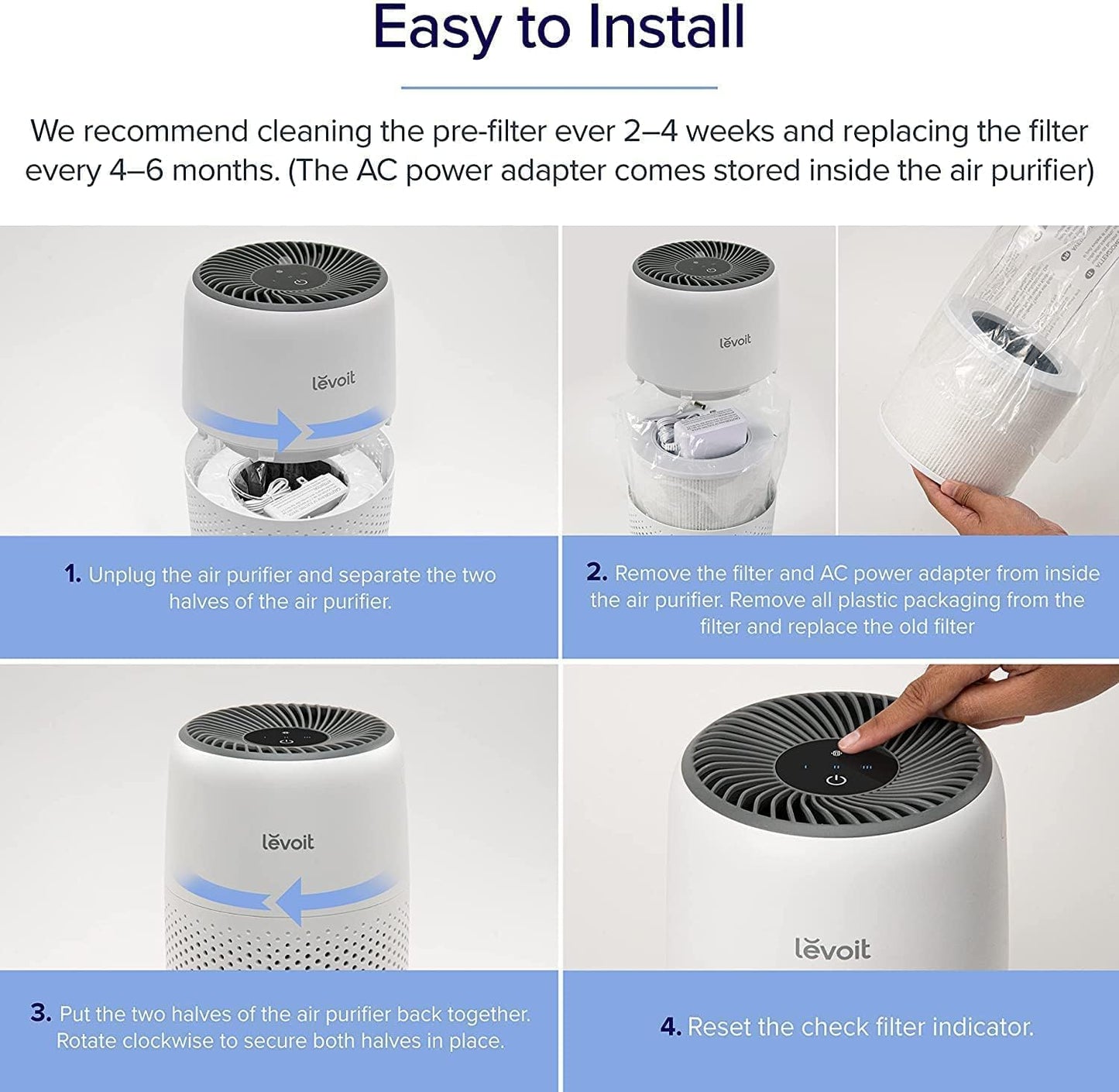 LEVOIT Core Mini Air Purifier | 183 Sq. Ft Coverage | H13 True HEPA Filter | 99.97% Dust, Smoke &amp; Pollen Removal | American Brand