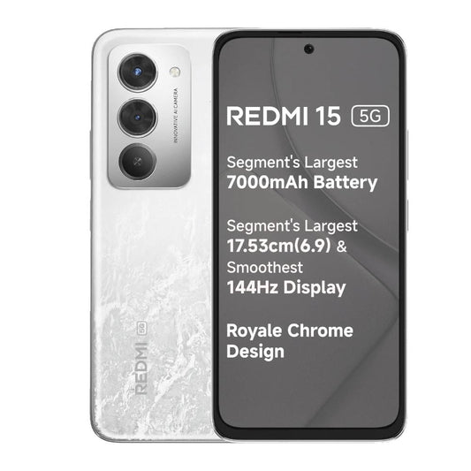 Redmi 15 5G 256 GB, 8 GB RAM, Frosted White, Mobile Phone