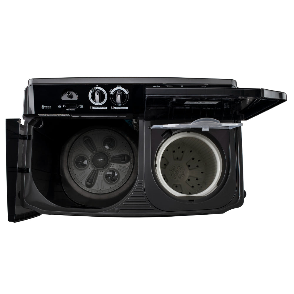 LG P115ASLAZ 11.5 kg Semi Automatic Top Load Washing Machine, Roller Jet Pulsator + Soak, Black