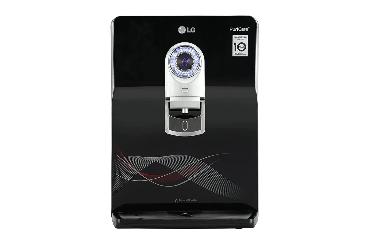 LG WW184EPB 8L RO+UV+UF+Mineral Booster Water Purifier with Stainless Steel Tank, Smart Display, Wall Mount & Countertop Installation (Black)