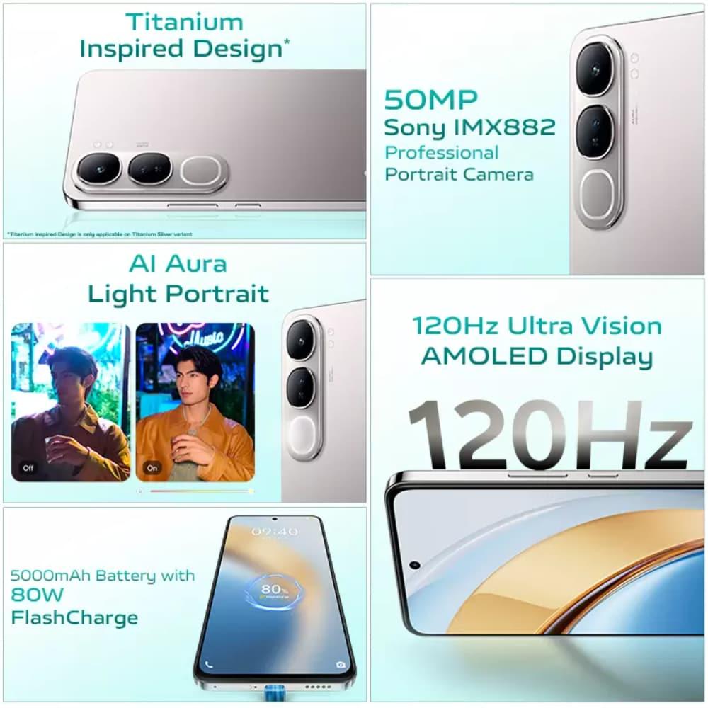 Vivo Y300 256 GB, 8 GB RAM, Titanium Silver, Mobile Phone