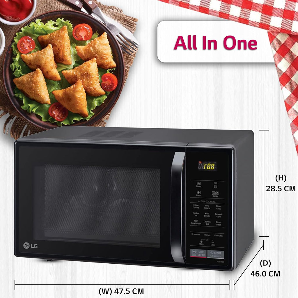 LG MC2146BG 21 L Convection Microwave Oven | Intellowave Technology | 151 Auto Cook Menus | Steam Clean | Health Plus Menu | Glossy Black