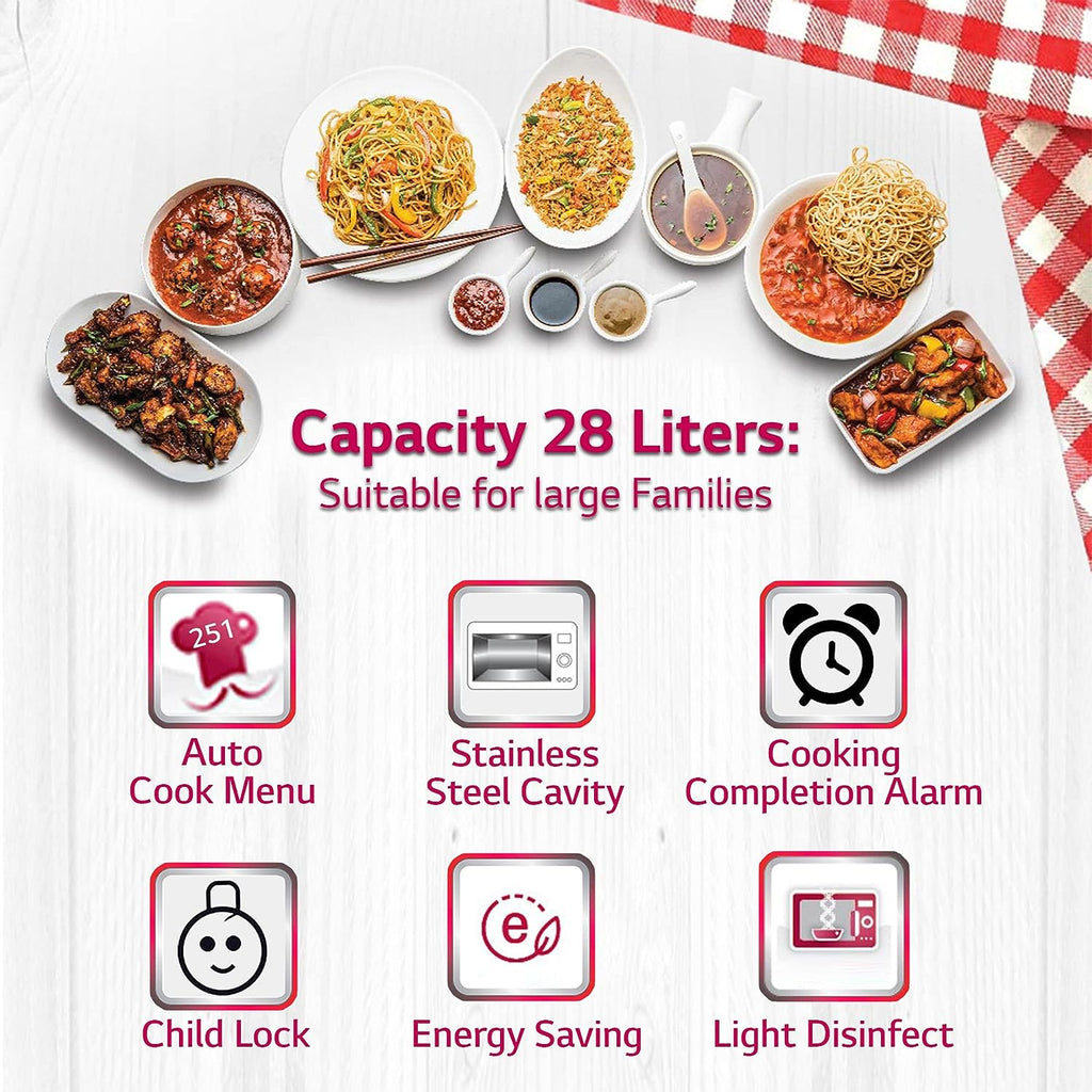 LG MC2846BG 28 L Convection Microwave Oven | 251 Auto Cook Menus | Quartz Heater | Health Plus Menu | Stainless Steel Cavity | Black