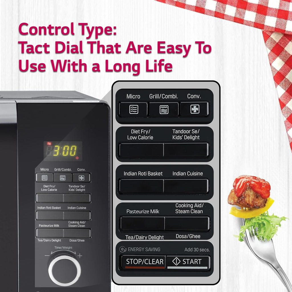 LG MC3286BIUM 32 L Convection Microwave Oven ( Black, Diet Fry, 360° Motorised Rotisserie)
