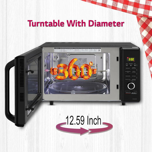 LG MJ2887BWUM 28 L Charcoal Convection Healthy Microwave Oven (Black, 360° Motorised Rotisserie)