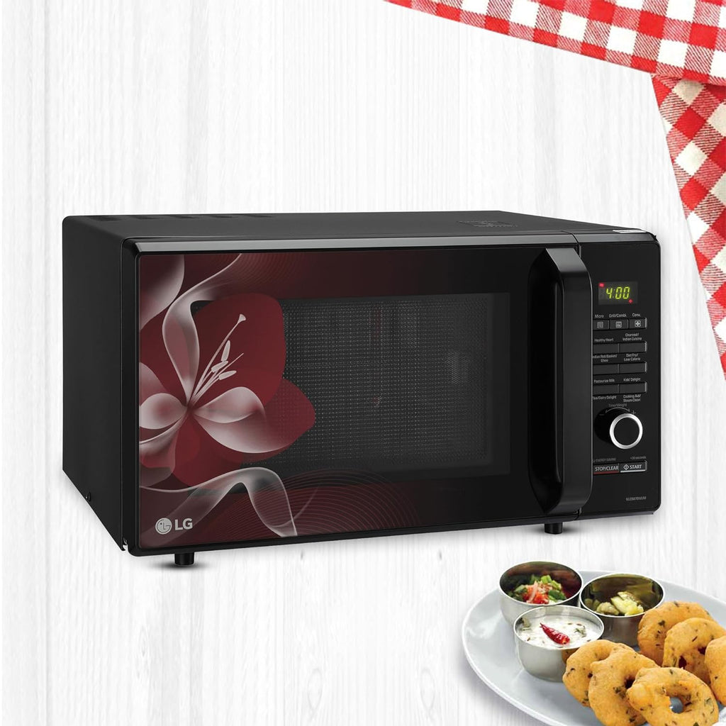 LG MJ2887BWUM 28 L Charcoal Convection Healthy Microwave Oven (Black, 360° Motorised Rotisserie)