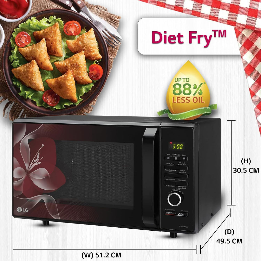 LG MJ2887BWUM 28 L Charcoal Convection Healthy Microwave Oven (Black, 360° Motorised Rotisserie)