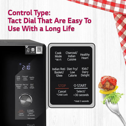 LG MJEN286UFW 28L Charcoal Convection Wi-Fi Microwave Oven | Diet Fry™, Roti Basket, Healthy Heart Recipes | Suraj Electronics Delhi NCR