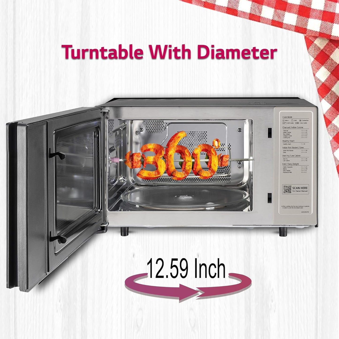 LG MJEN286UFW 28L Charcoal Convection Wi-Fi Microwave Oven | Diet Fry™, Roti Basket, Healthy Heart Recipes | Suraj Electronics Delhi NCR