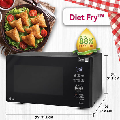 LG MJEN286UFW 28L Charcoal Convection Wi-Fi Microwave Oven | Diet Fry™, Roti Basket, Healthy Heart Recipes | Suraj Electronics Delhi NCR