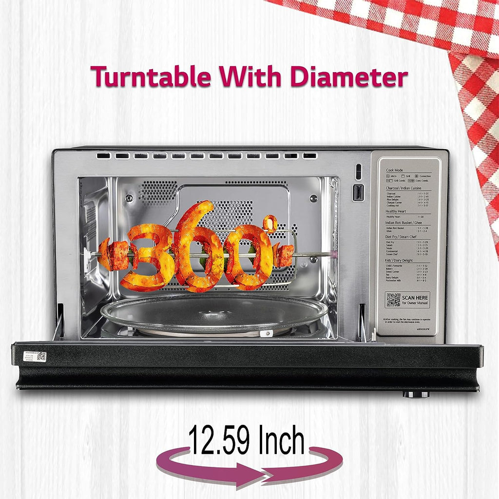 LG MJEN326SFW 32 L Wi-Fi Enabled Charcoal Convection Microwave Oven | Scan to Cook | Healthy Heart Recipes | Diet Fry | Motorised Rotisserie | Black