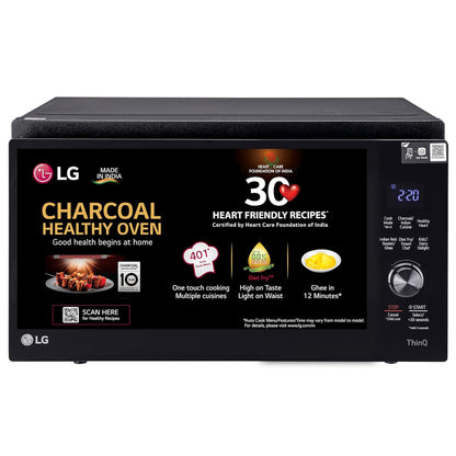 LG MJEN326SFW 32 L Wi-Fi Enabled Charcoal Convection Microwave Oven | Scan to Cook | Healthy Heart Recipes | Diet Fry | Motorised Rotisserie | Black